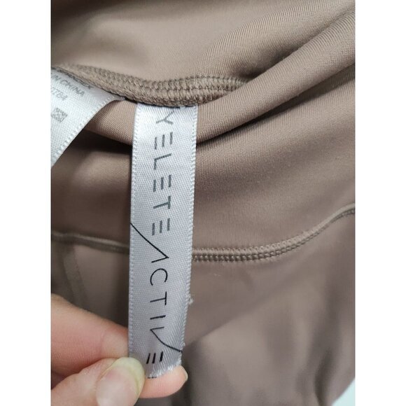 Yelete Active Womens Leggings Small Mauve Mesh Criss Cross Insert Full Length - Picture 9 of 9